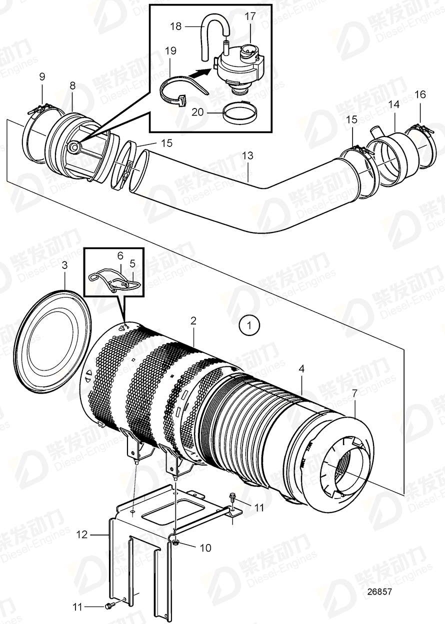 VOLVO Rubber collar 21254093 Drawing